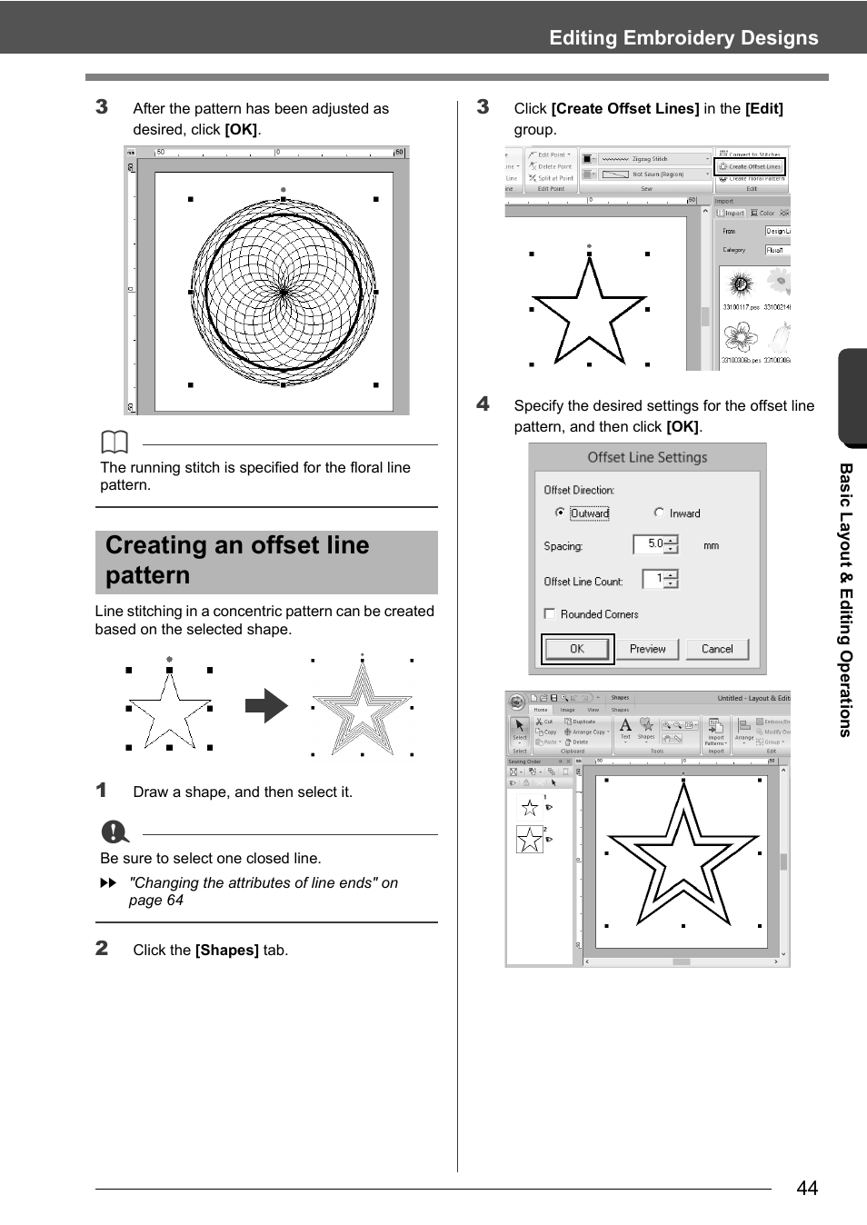 Creating an offset line pattern | Baby Lock Palette 10 (ECS10) Instruction Manual User Manual | Page 45 / 356