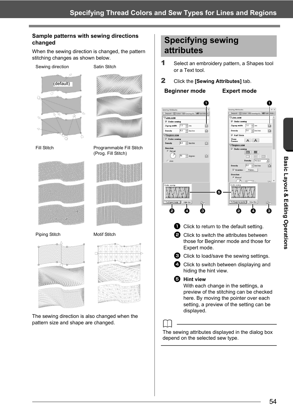 Specifying sewing attributes | Baby Lock Palette 10 (ECS10) Instruction Manual User Manual | Page 55 / 356