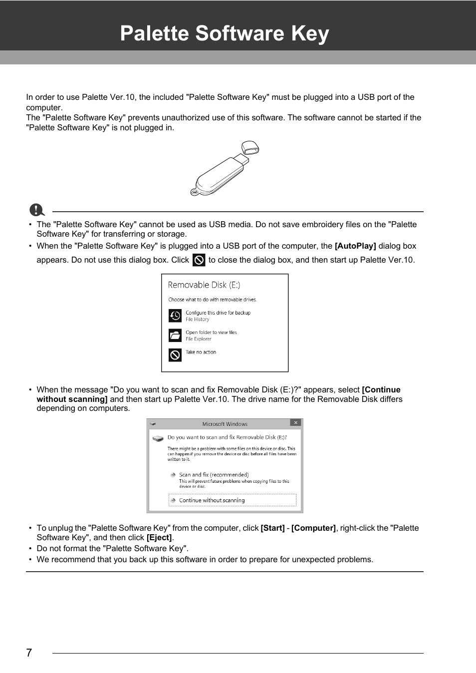 Palette software key | Baby Lock Palette 10 (ECS10) Instruction Manual User Manual | Page 8 / 356