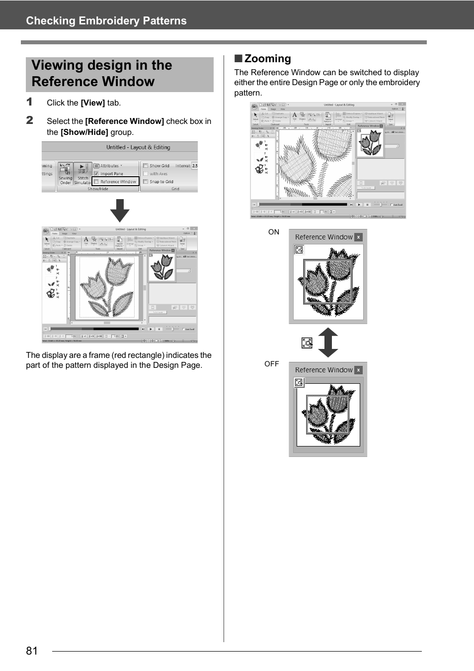 Viewing design in the reference window | Baby Lock Palette 10 (ECS10) Instruction Manual User Manual | Page 82 / 356