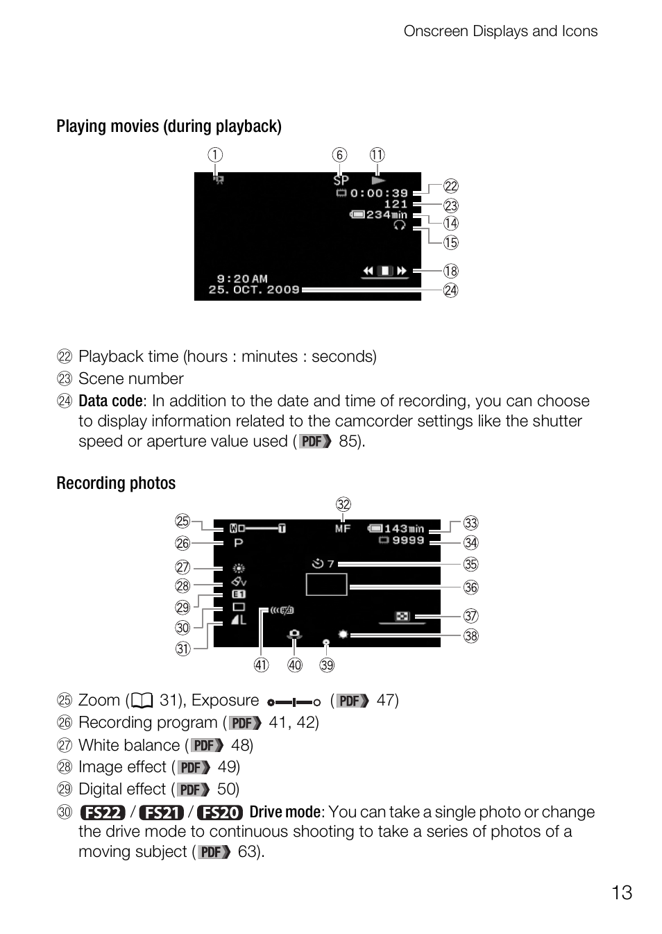 Canon Digital Video Camcorder FS200 User Manual | Page 13 / 50