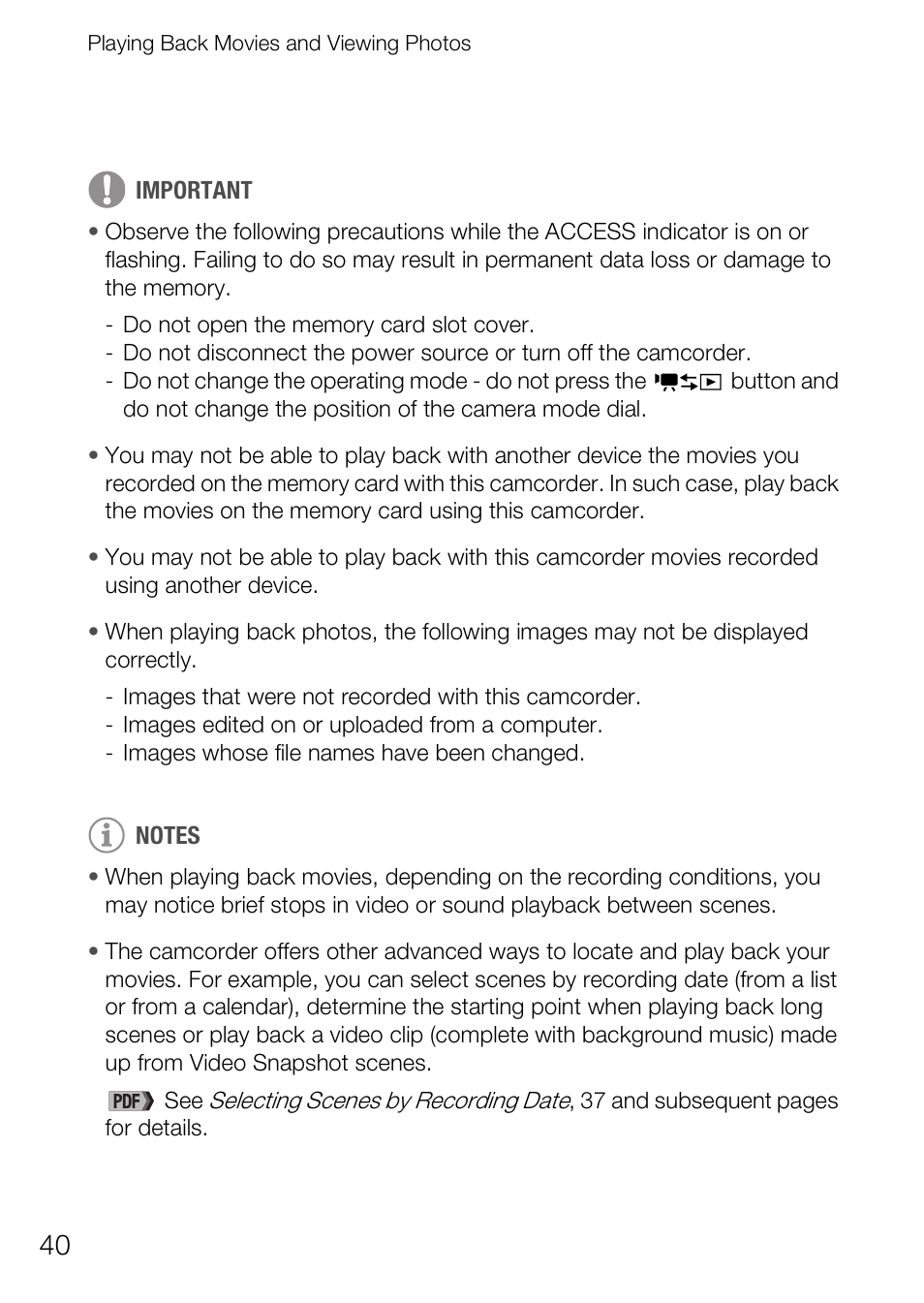 Canon Digital Video Camcorder FS200 User Manual | Page 40 / 50