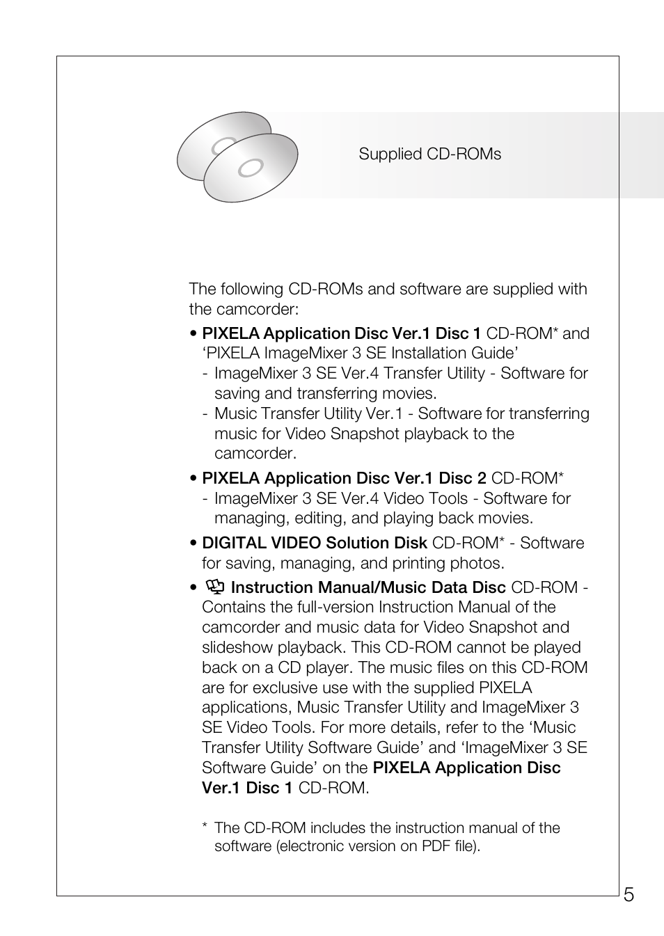 Canon Digital Video Camcorder FS200 User Manual | Page 5 / 50