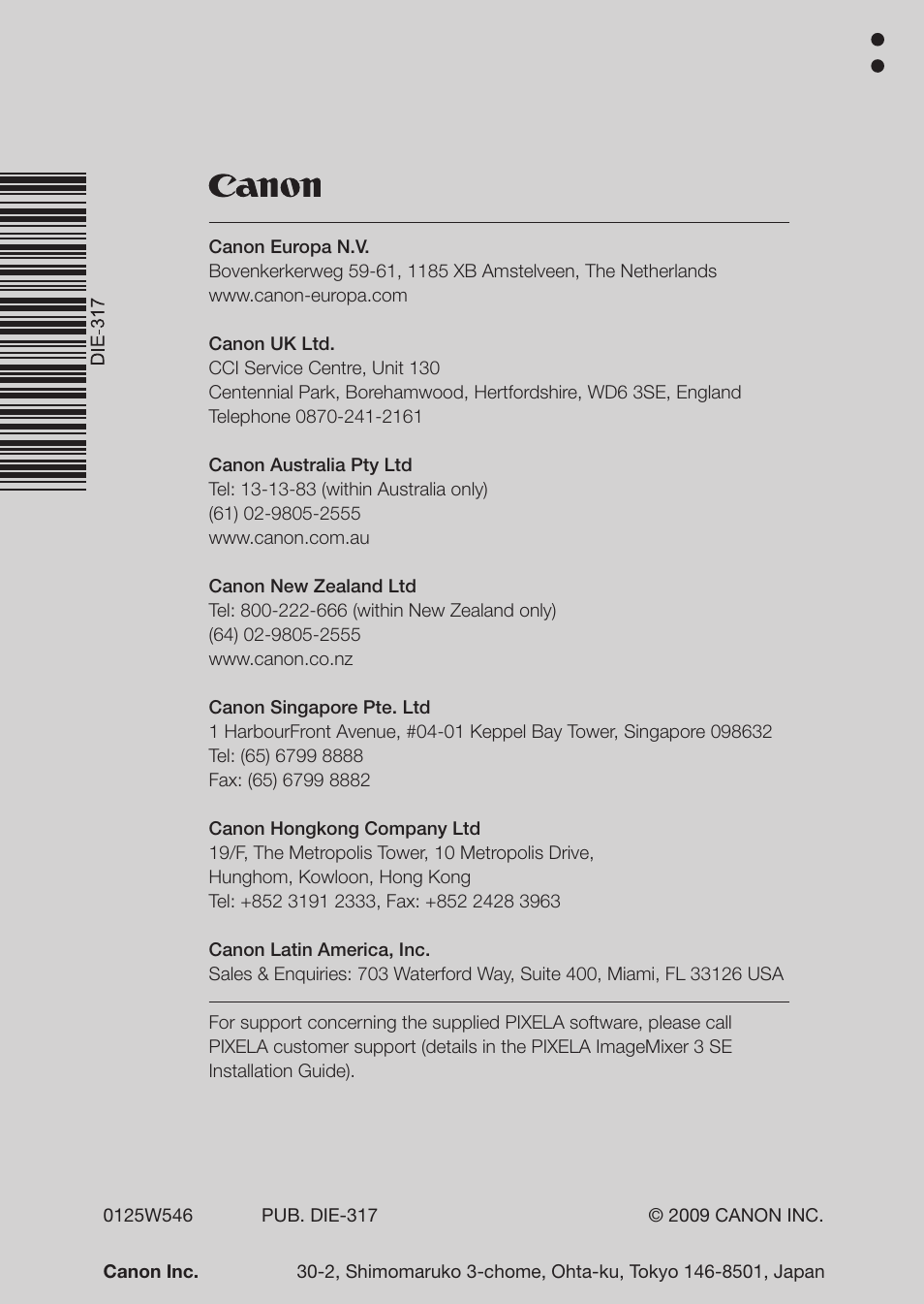 Canon Digital Video Camcorder FS200 User Manual | Page 50 / 50