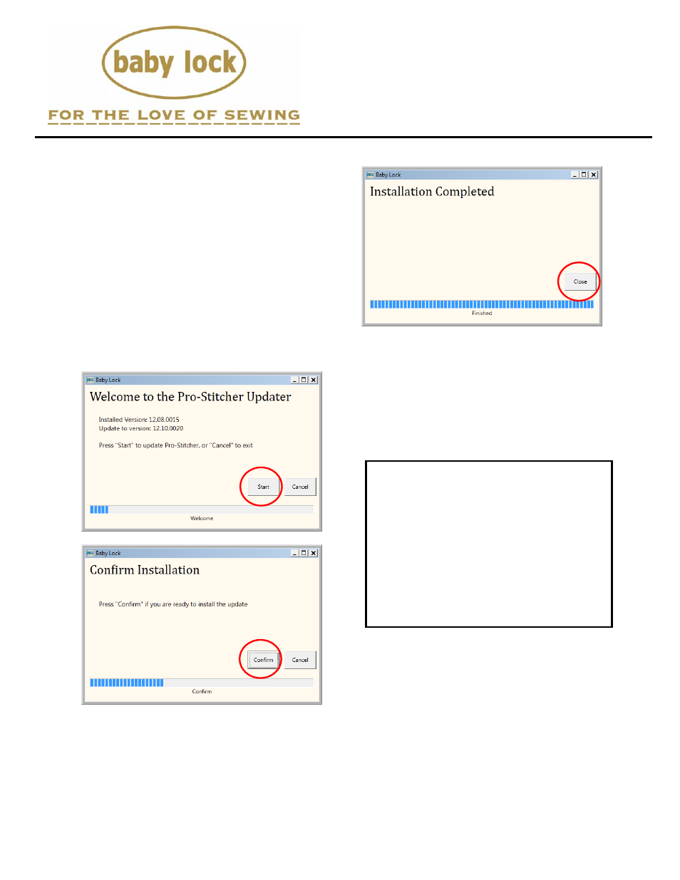 Baby Lock ProStitcher Version 14.04.0051 (ф) Instructions_Installing BLPS update User Manual | Page 2 / 2