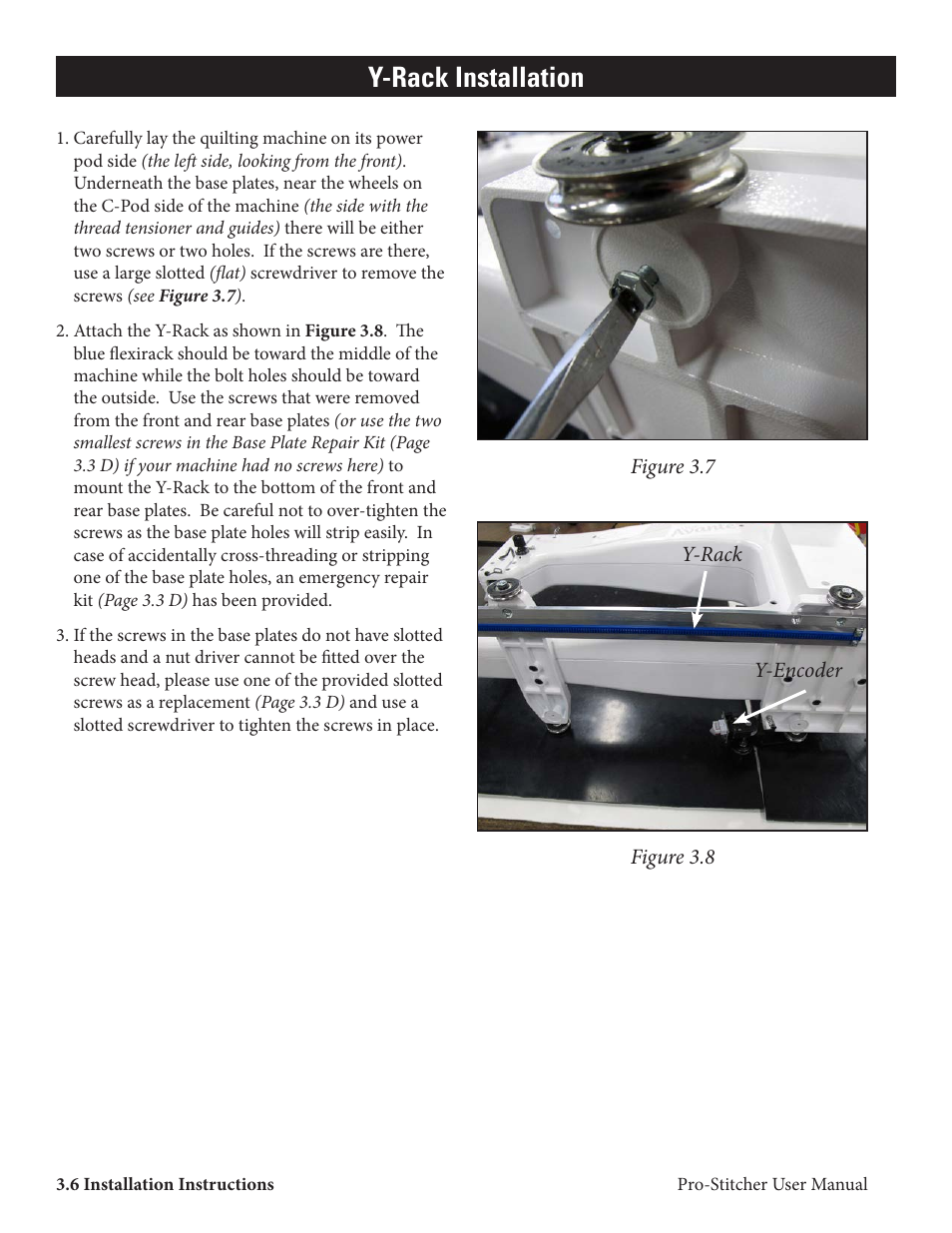 Y-rack installation | Baby Lock ProStitcher Version 14.04.0051 (BLPS2) Instruction and Reference Guide User Manual | Page 11 / 75