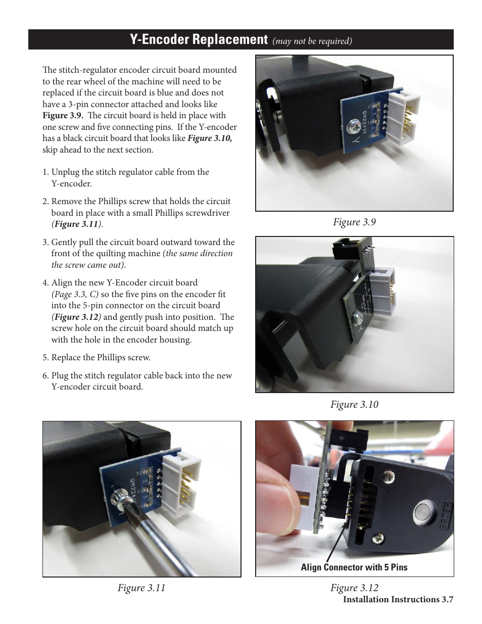 Y-encoder replacement | Baby Lock ProStitcher Version 14.04.0051 (BLPS2) Instruction and Reference Guide User Manual | Page 12 / 75