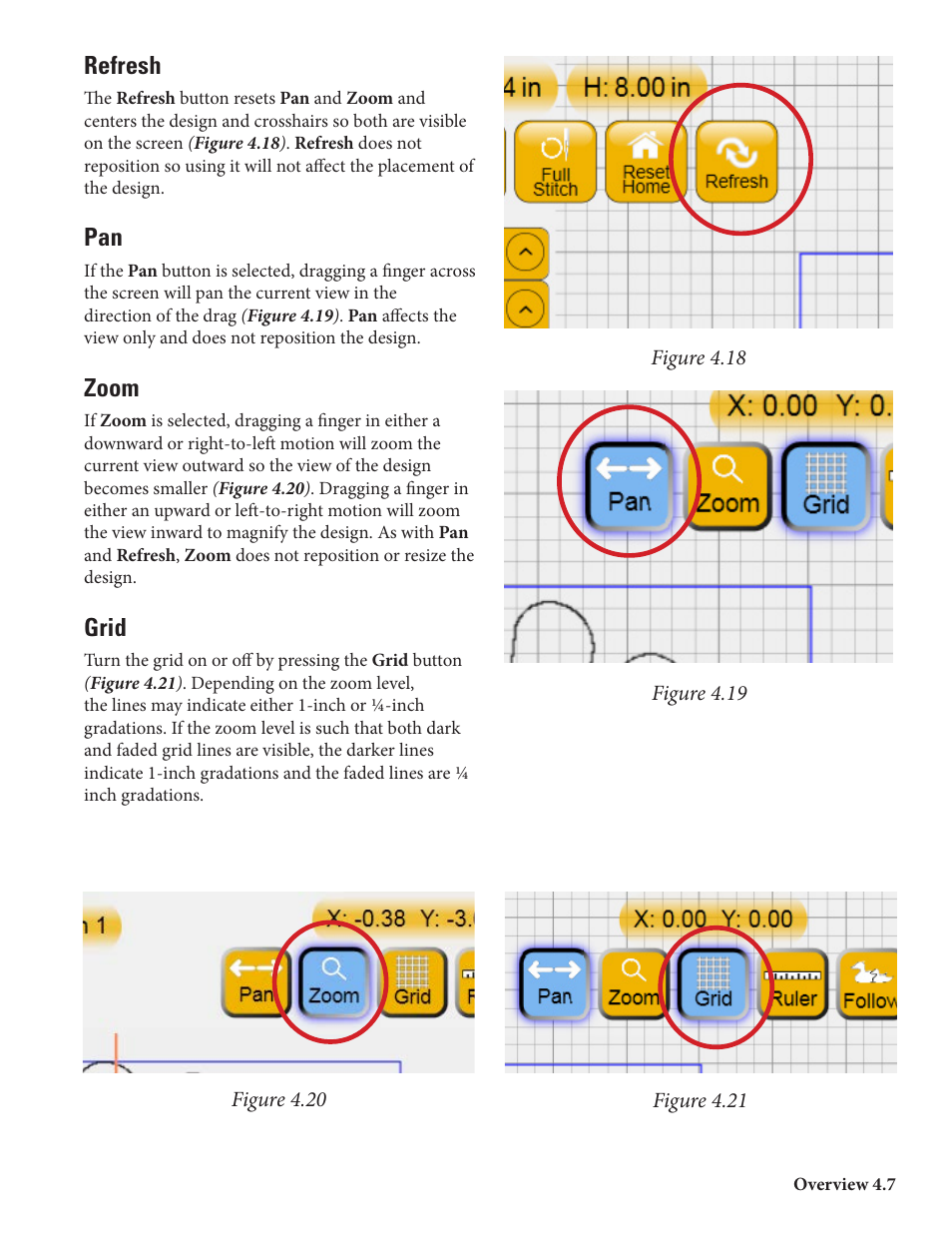Refresh, Zoom, Grid | Baby Lock ProStitcher Version 14.04.0051 (BLPS2) Instruction and Reference Guide User Manual | Page 26 / 75
