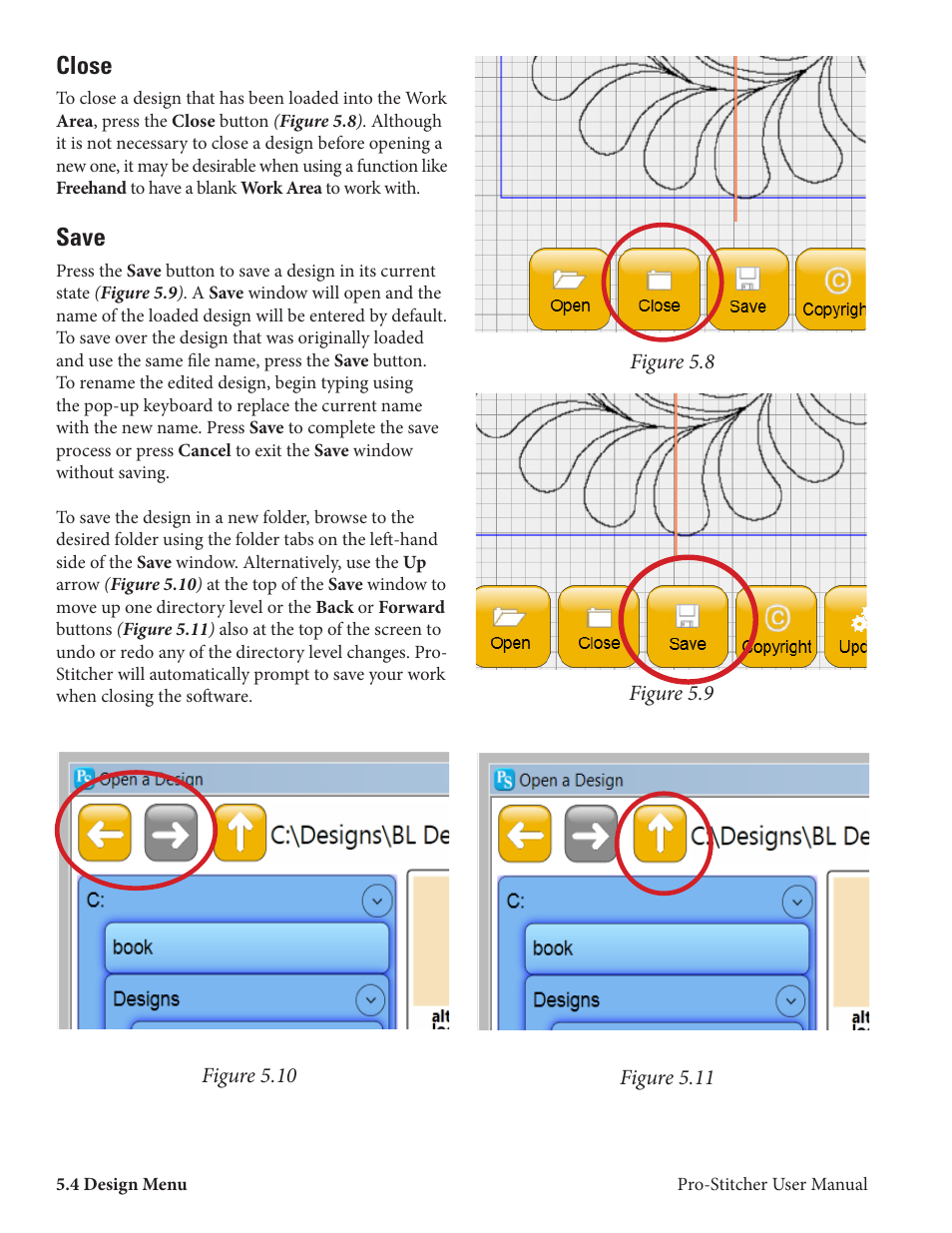 Close, Save | Baby Lock ProStitcher Version 14.04.0051 (BLPS2) Instruction and Reference Guide User Manual | Page 31 / 75