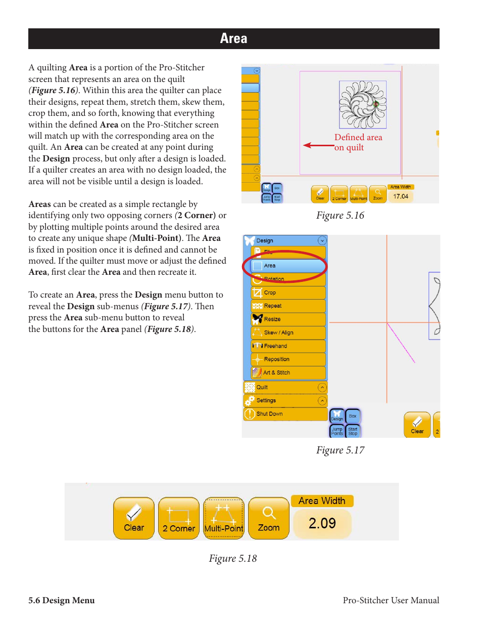 Area | Baby Lock ProStitcher Version 14.04.0051 (BLPS2) Instruction and Reference Guide User Manual | Page 33 / 75