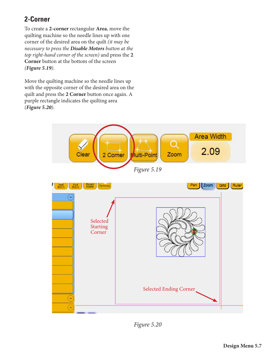 Corner | Baby Lock ProStitcher Version 14.04.0051 (BLPS2) Instruction and Reference Guide User Manual | Page 34 / 75