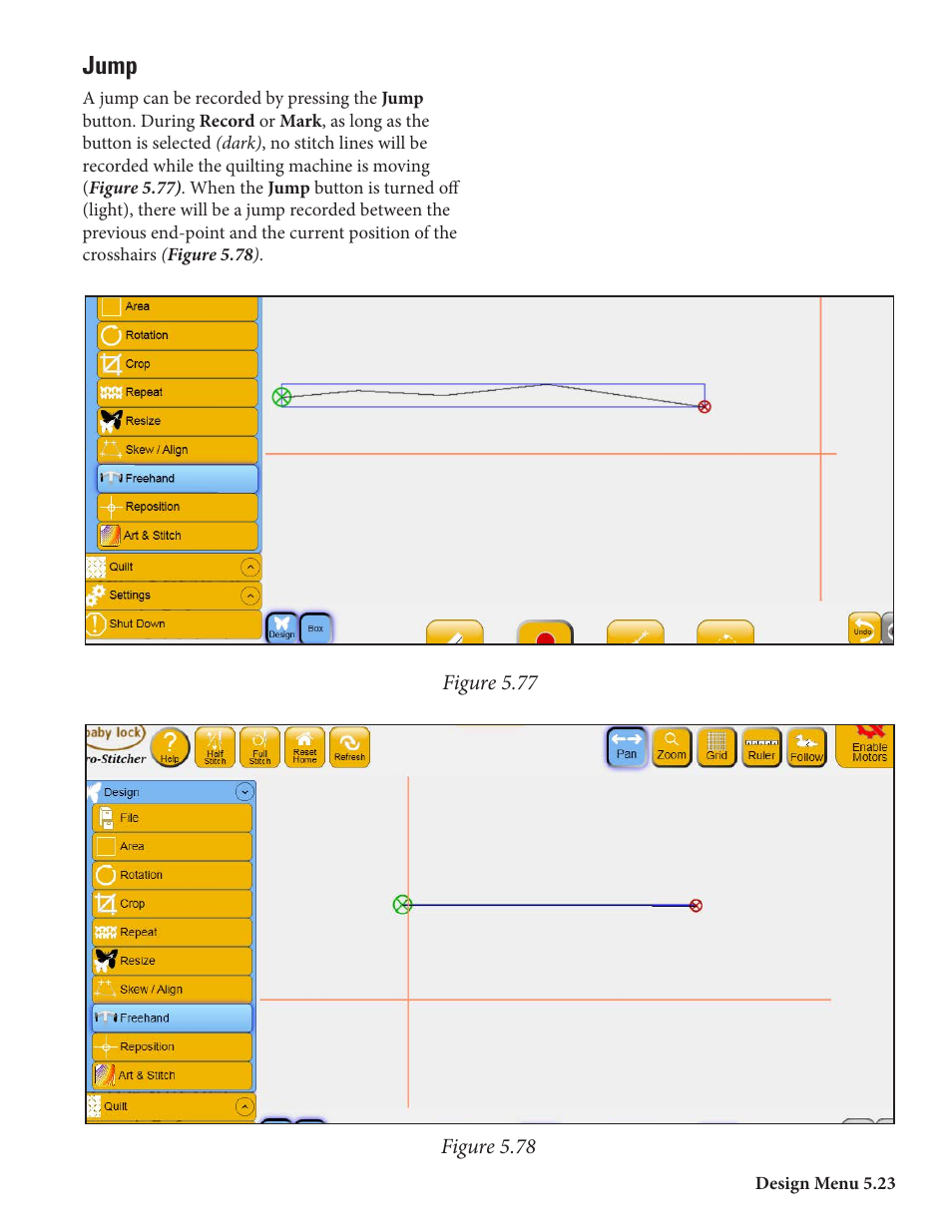 Jump | Baby Lock ProStitcher Version 14.04.0051 (BLPS2) Instruction and Reference Guide User Manual | Page 50 / 75