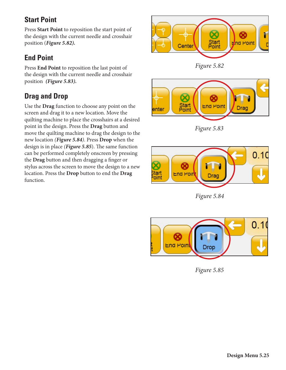 Start point, End point, Drag and drop | Baby Lock ProStitcher Version 14.04.0051 (BLPS2) Instruction and Reference Guide User Manual | Page 52 / 75