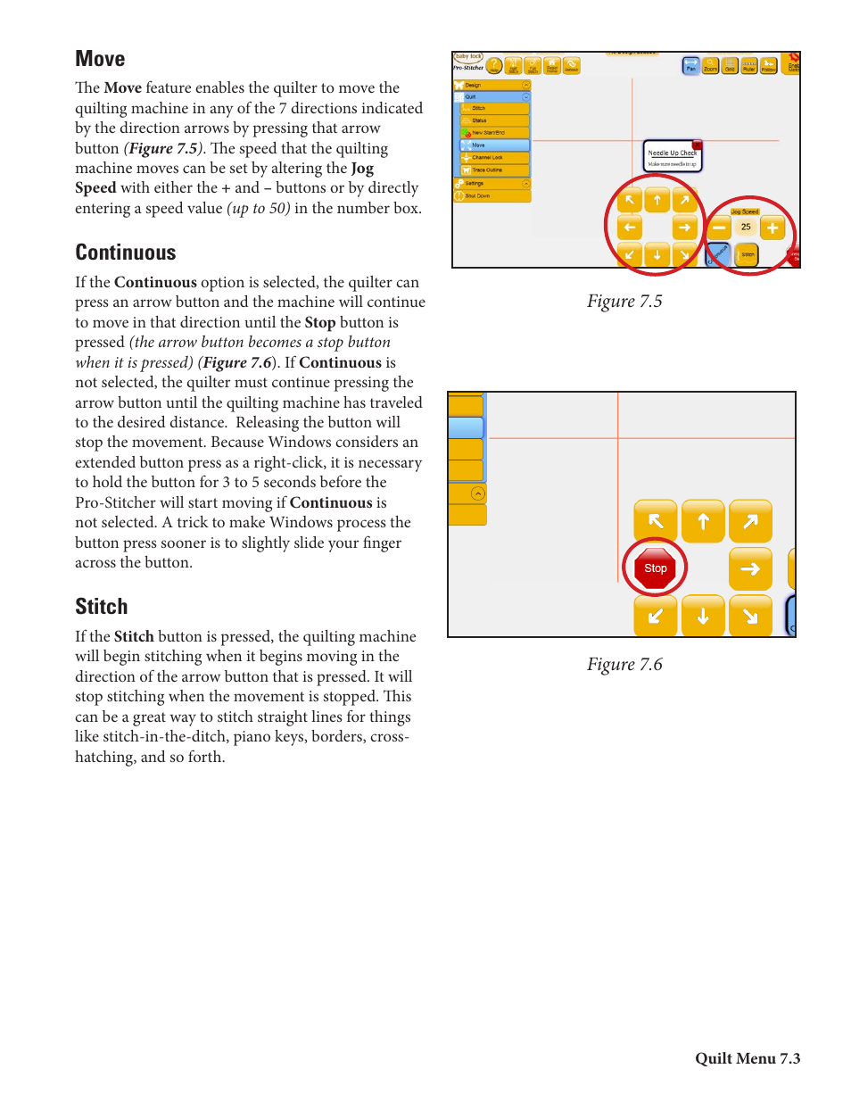 Move, Continuous, Stitch | Baby Lock ProStitcher Version 14.04.0051 (BLPS2) Instruction and Reference Guide User Manual | Page 58 / 75