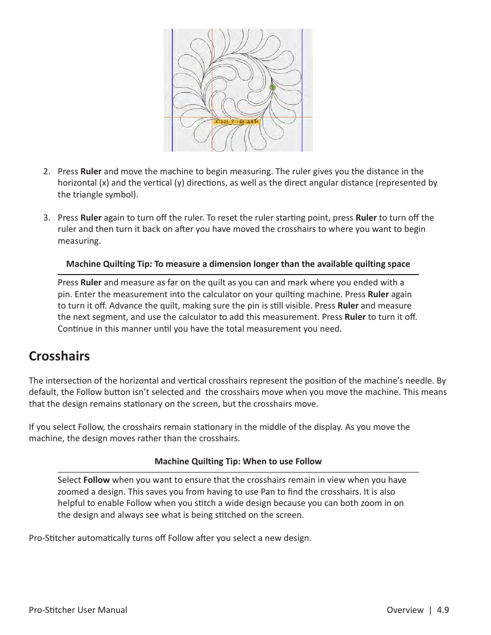 Crosshairs | Baby Lock ProStitcher Version 14.04.0051 (BLPS3) Instruction and Reference Guide User Manual | Page 35 / 97