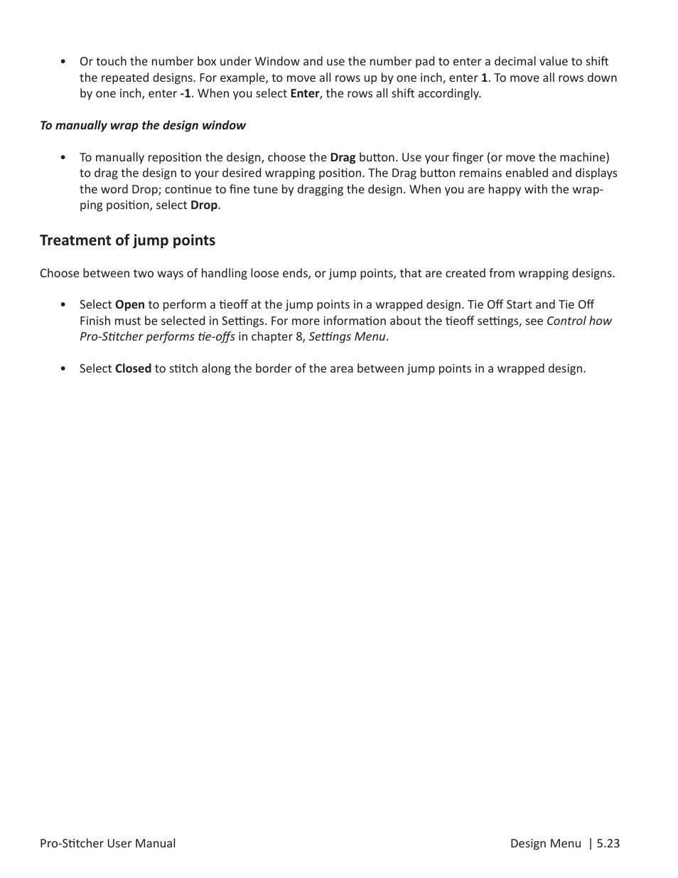 Treatment of jump points | Baby Lock ProStitcher Version 14.04.0051 (BLPS3) Instruction and Reference Guide User Manual | Page 58 / 97