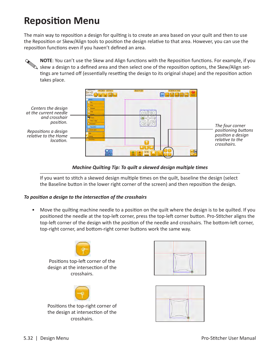 Reposition menu | Baby Lock ProStitcher Version 14.04.0051 (BLPS3) Instruction and Reference Guide User Manual | Page 67 / 97