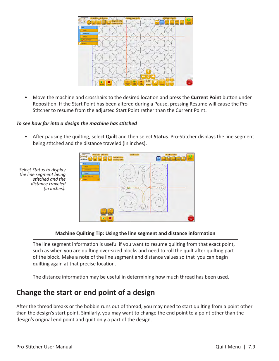 Change the start or end point of a design | Baby Lock ProStitcher Version 14.04.0051 (BLPS3) Instruction and Reference Guide User Manual | Page 82 / 97