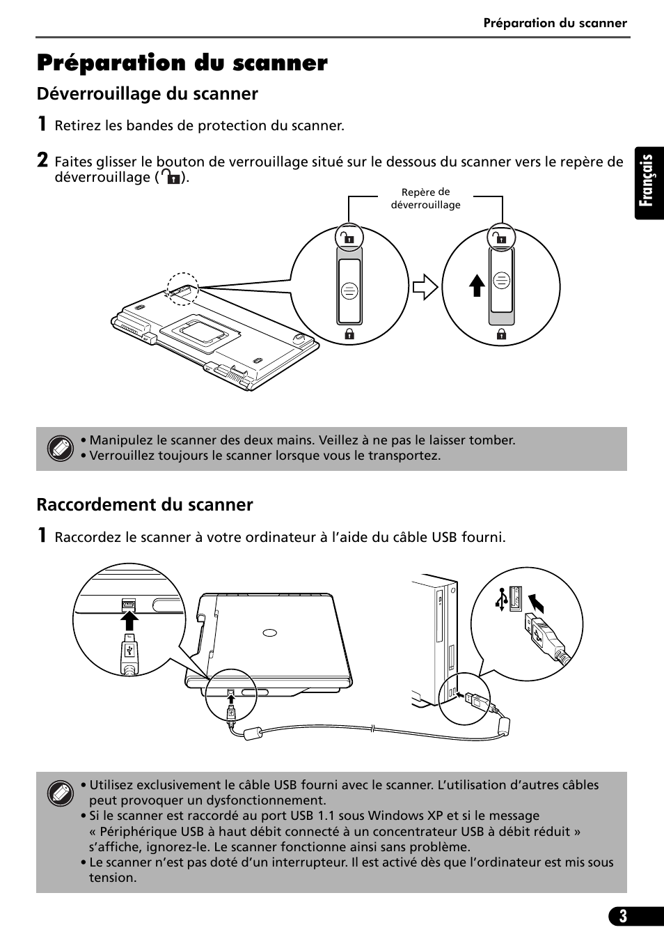 Préparation du scanner | Canon CANOSCAN LIDE 600F User Manual | Page 14 / 73