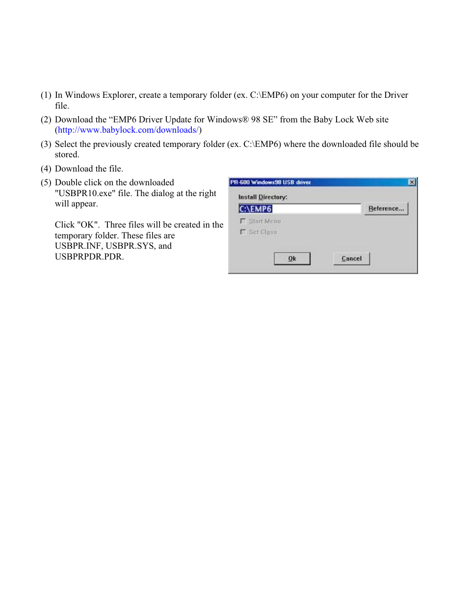 Downloading driver | Baby Lock EMP6 (ф) USB Driver Update Instructions User Manual | Page 2 / 3