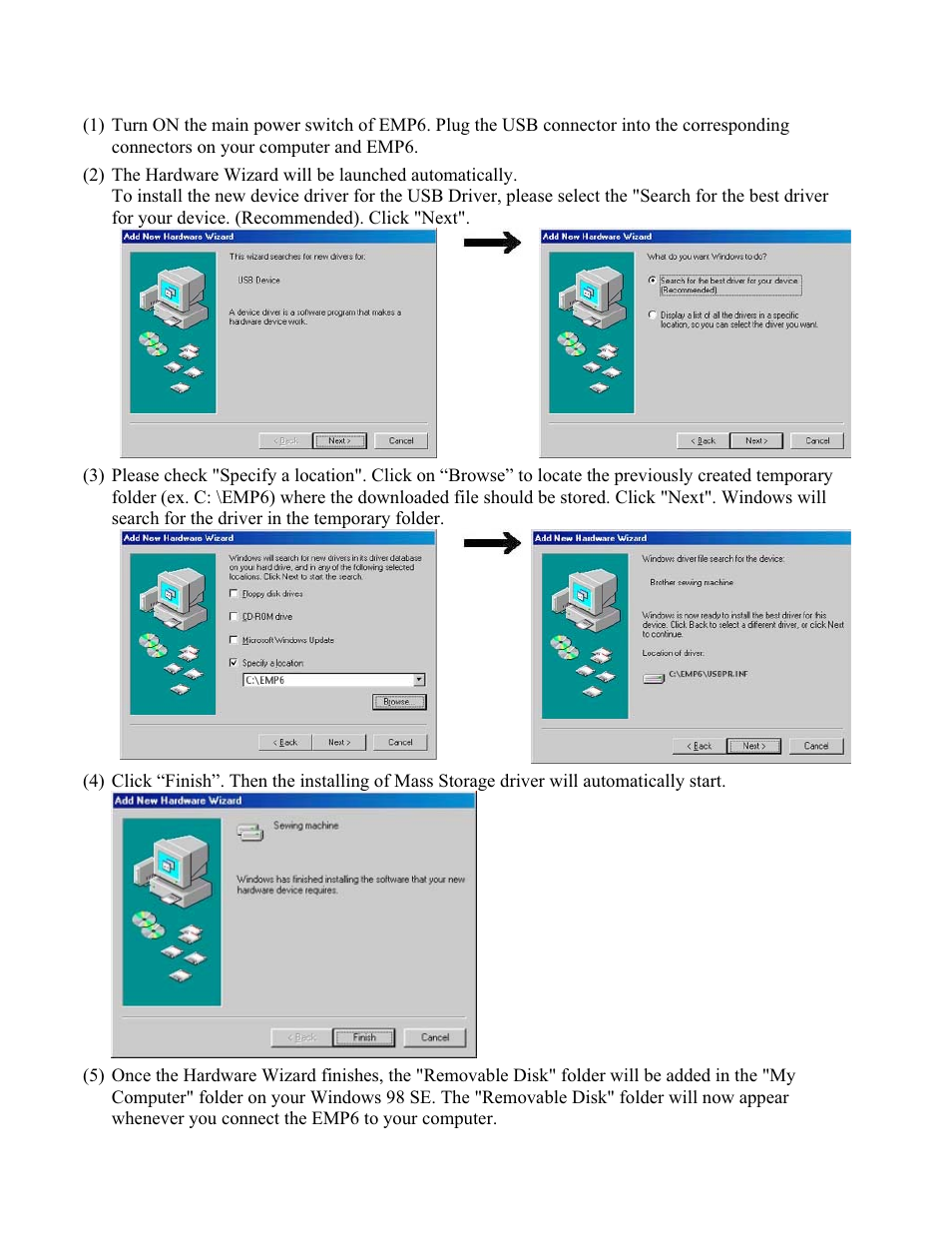 Installing driver | Baby Lock EMP6 (ф) USB Driver Update Instructions User Manual | Page 3 / 3