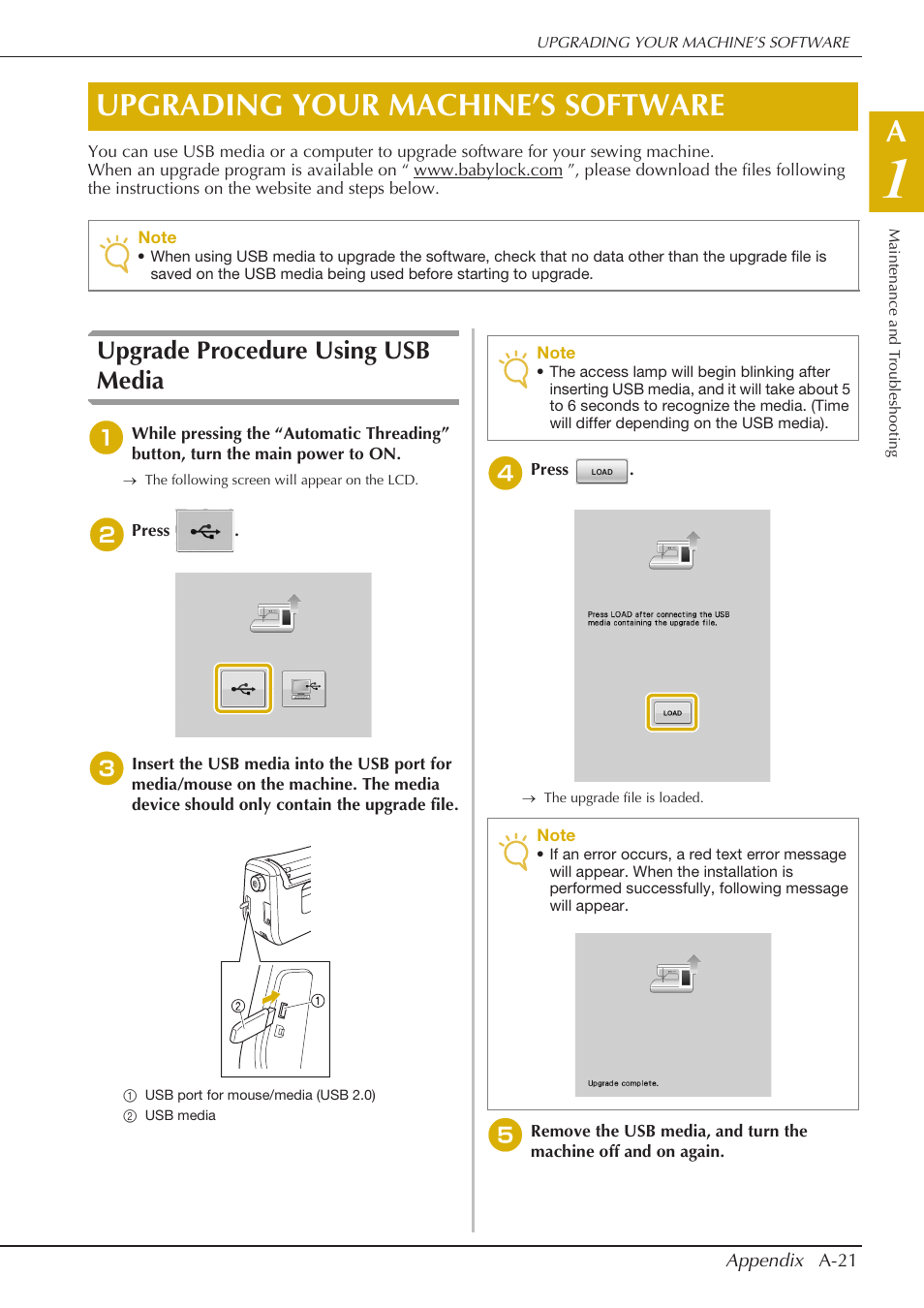 Baby Lock Journey (BLJY) Version 1.13 Update Upgrade Instructions User Manual | 2 pages