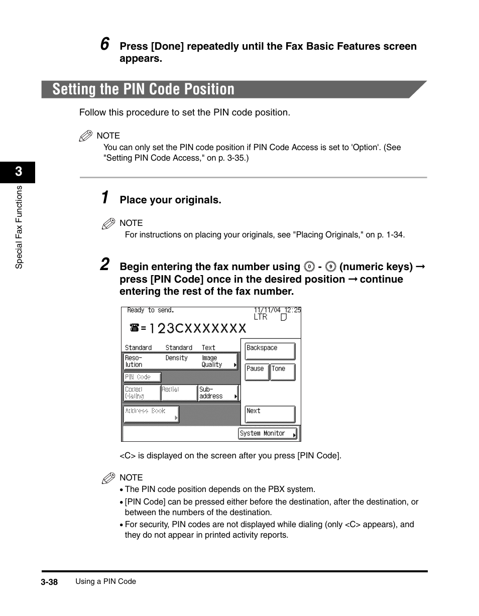 Setting the pin code position, Setting the pin code position -38 | Canon IMAGERUNNER 2230 User Manual | Page 146 / 352