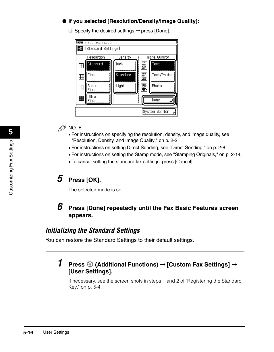 Initializing the standard settings -16, Initializing the standard settings | Canon IMAGERUNNER 2230 User Manual | Page 182 / 352