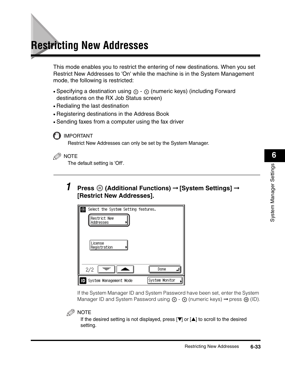 Restricting new addresses, Restricting new addresses -33 | Canon IMAGERUNNER 2230 User Manual | Page 289 / 352