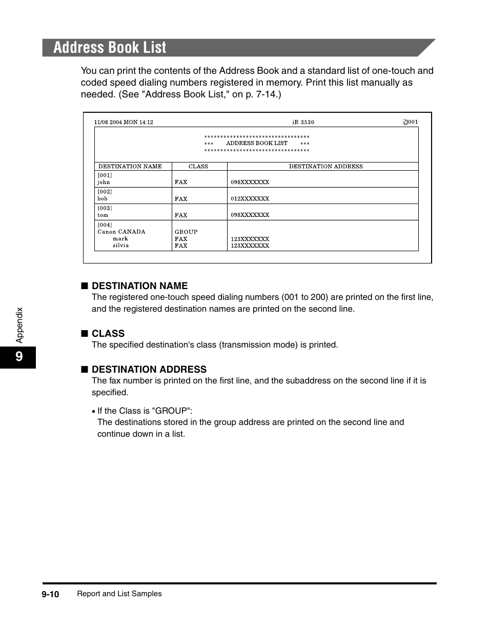 Address book list, Address book list -10 | Canon IMAGERUNNER 2230 User Manual | Page 334 / 352