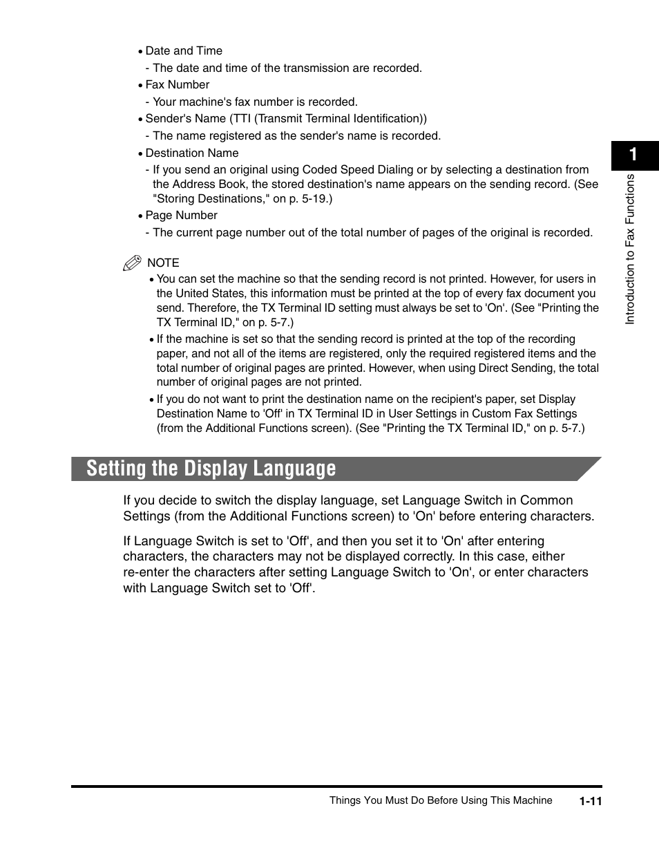 Setting the display language, Setting the display language -11 | Canon IMAGERUNNER 2230 User Manual | Page 35 / 352