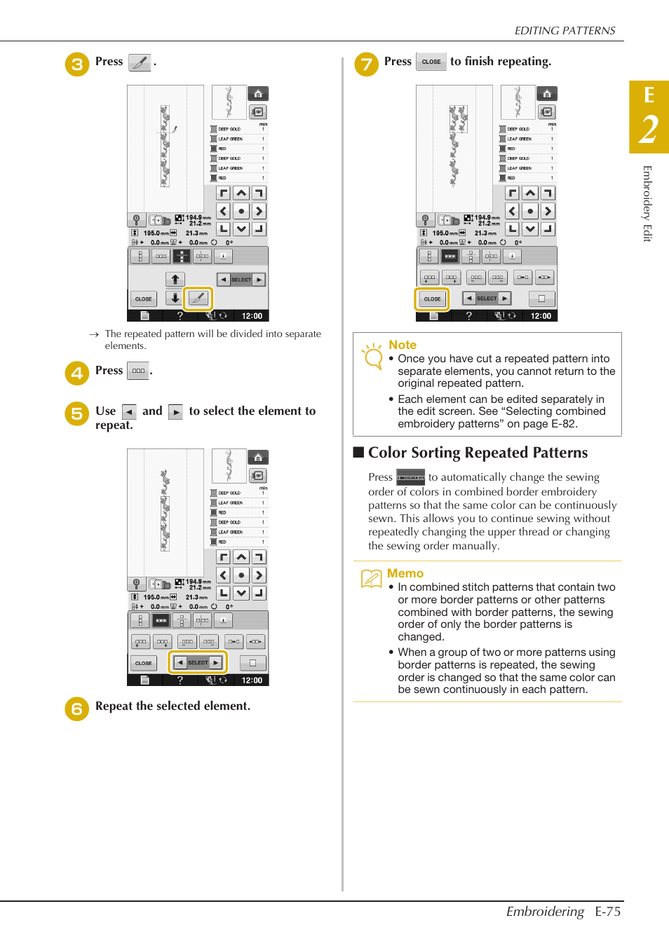 Color sorting repeated patterns | Baby Lock Spirit (BLPY) Instruction and Reference Guide User Manual | Page 141 / 184
