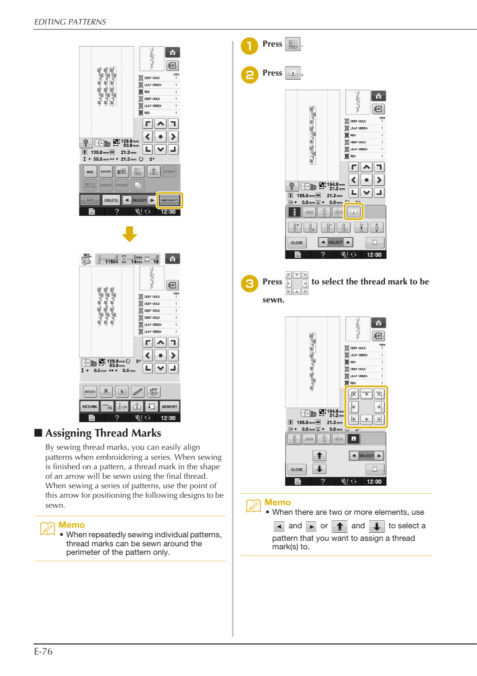 Assigning thread marks | Baby Lock Spirit (BLPY) Instruction and Reference Guide User Manual | Page 142 / 184