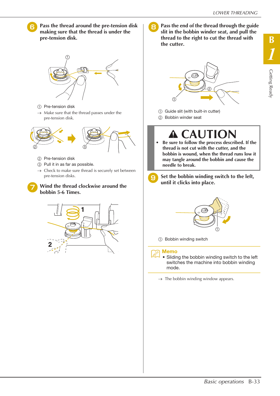 Caution | Baby Lock Spirit (BLPY) Instruction and Reference Guide User Manual | Page 35 / 184