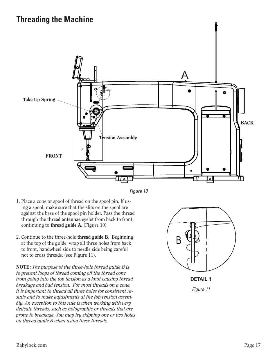 Threading the machine | Baby Lock Tiara II (BLTR16-2) Instruction and Reference Guide User Manual | Page 18 / 34