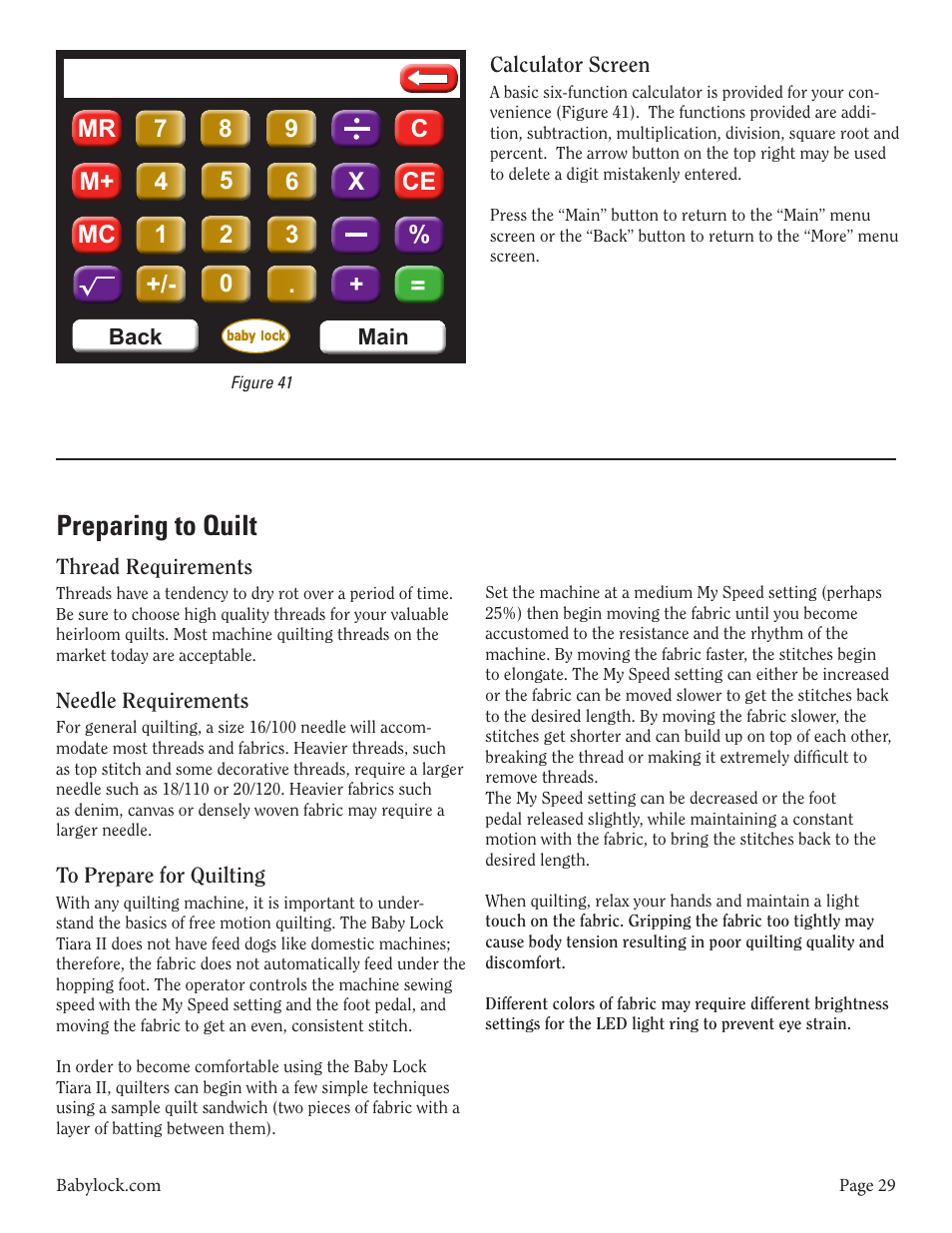 Preparing to quilt | Baby Lock Tiara II (BLTR16-2) Instruction and Reference Guide User Manual | Page 30 / 34