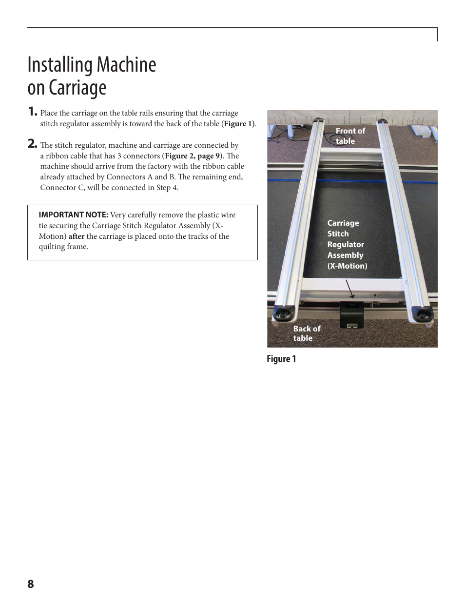 Installing machine on carriage | Baby Lock Crown Jewel II (BLCJ18-2) Manual User Manual | Page 15 / 47