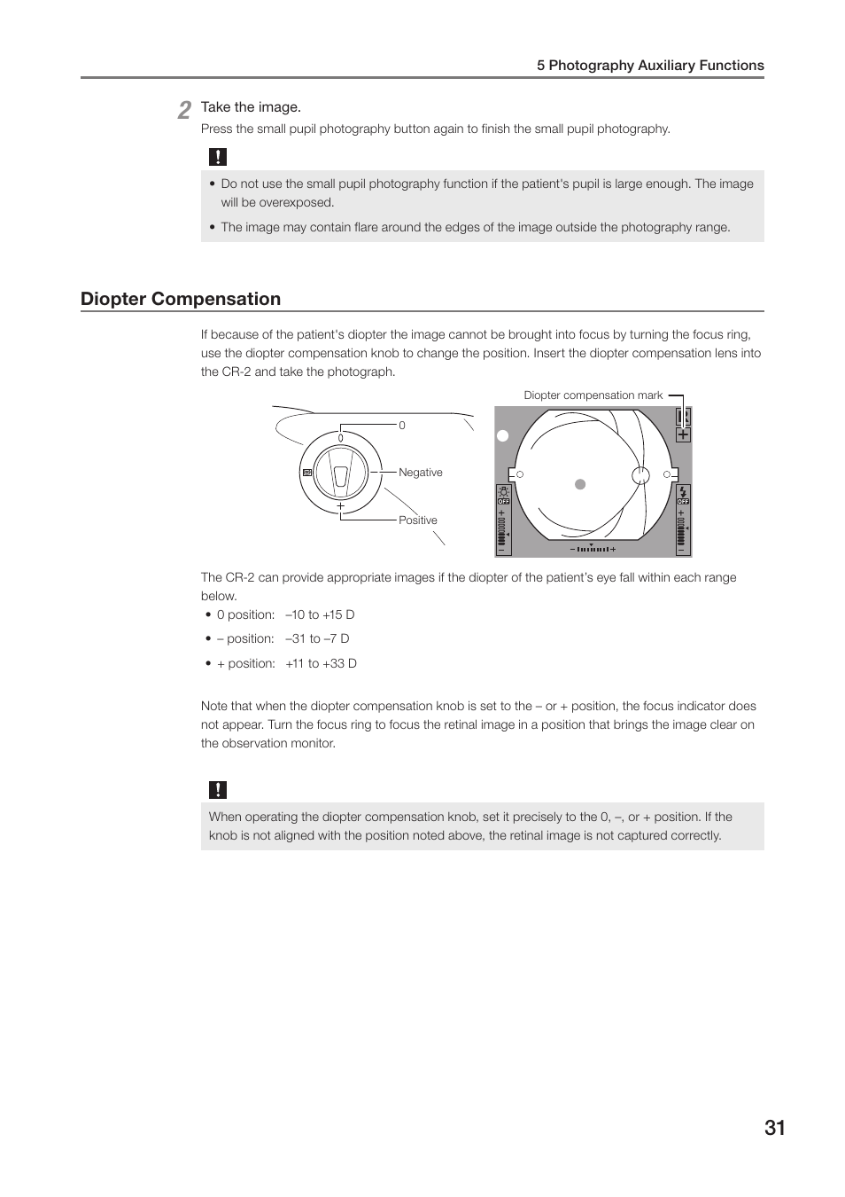 Diopter compensation | Canon CR-2 User Manual | Page 31 / 48