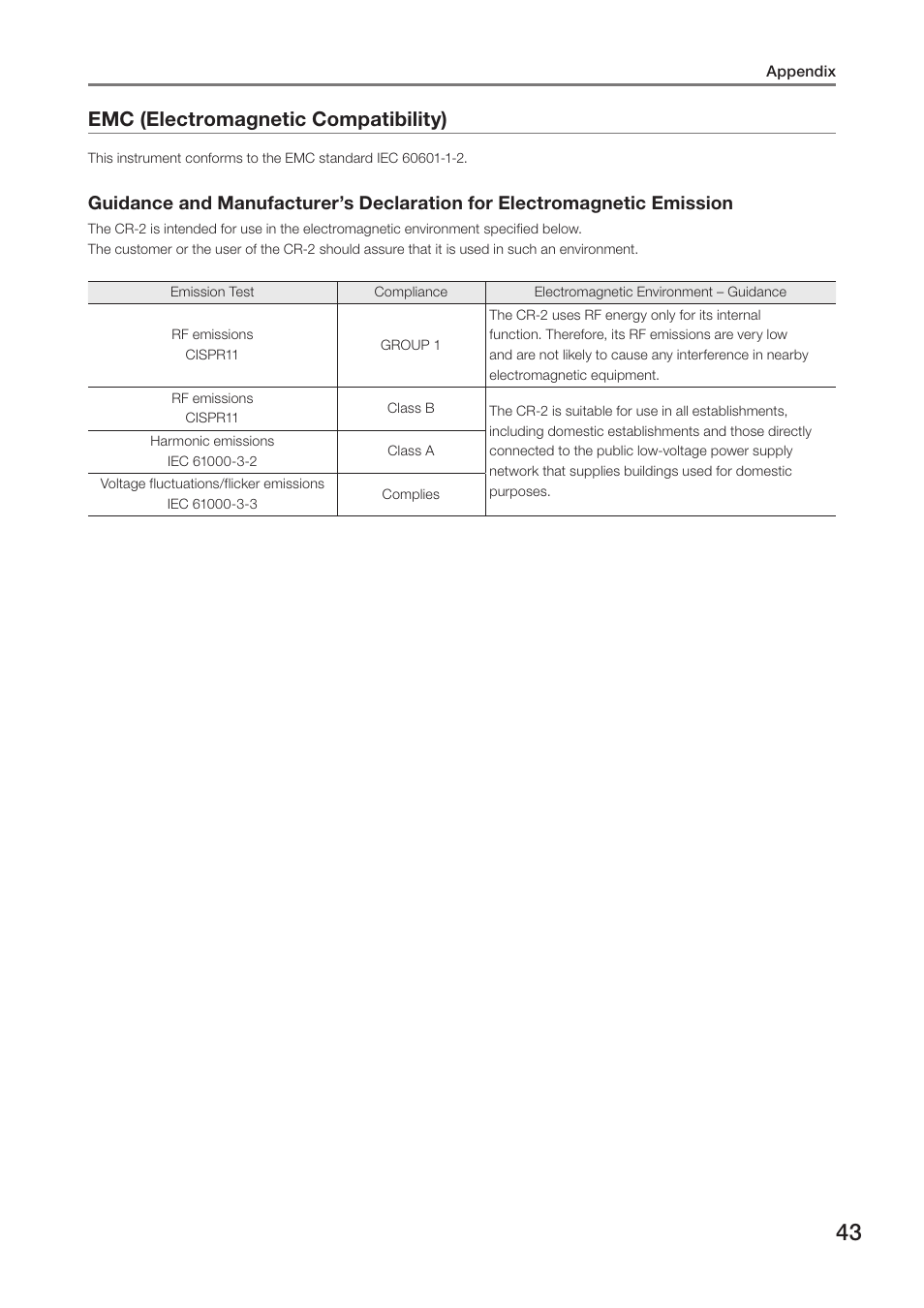 Emc (electromagnetic compatibility) | Canon CR-2 User Manual | Page 43 / 48