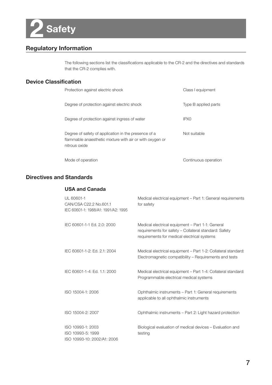 2 safety, Regulatory information, Safety | Canon CR-2 User Manual | Page 7 / 48