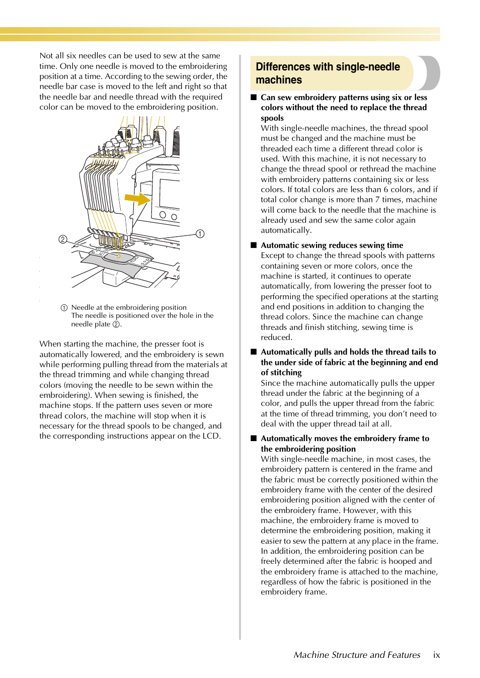 Differences with single-needle machines | Baby Lock EmbroideryPro_BMP8_InstructionRef (BMP8) Instruction and Reference Guide User Manual | Page 10 / 238