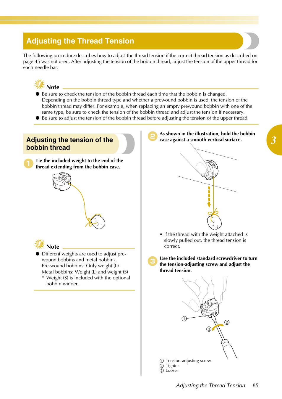 Adjusting the thread tension, Adjusting the tension of the bobbin thread | Baby Lock EmbroideryPro_BMP8_InstructionRef (BMP8) Instruction and Reference Guide User Manual | Page 102 / 238