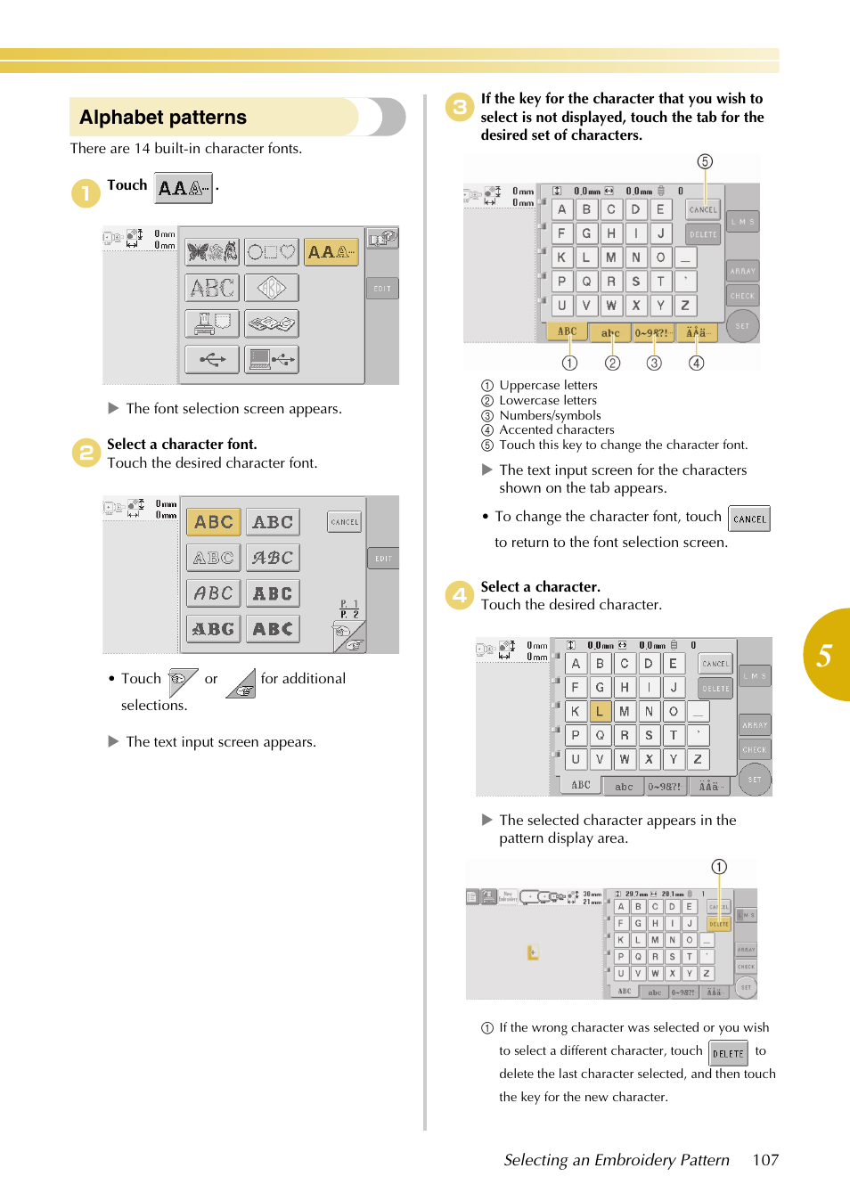 Alphabet patterns | Baby Lock EmbroideryPro_BMP8_InstructionRef (BMP8) Instruction and Reference Guide User Manual | Page 124 / 238