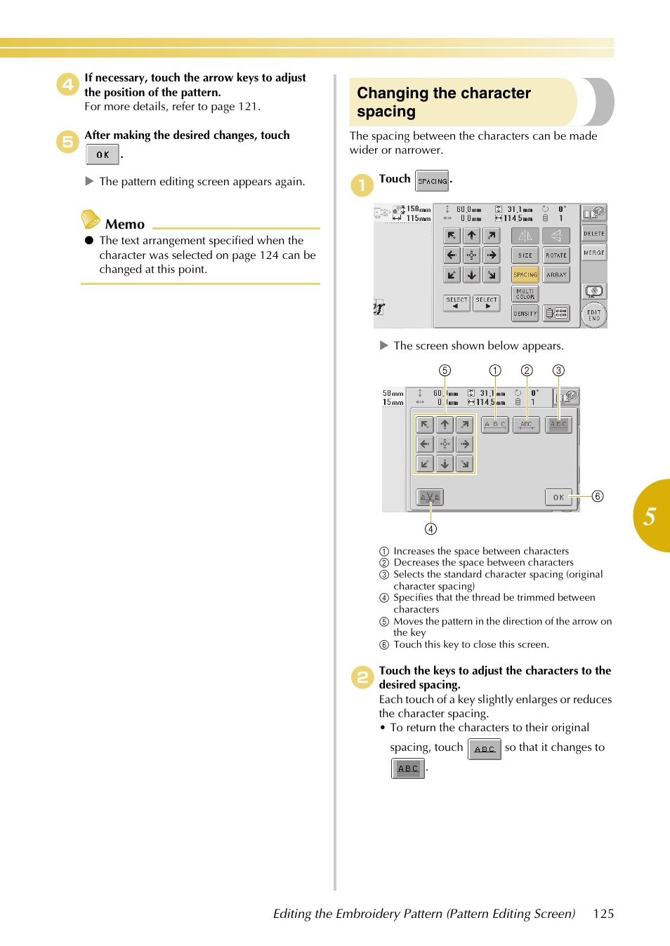 Changing the character spacing | Baby Lock EmbroideryPro_BMP8_InstructionRef (BMP8) Instruction and Reference Guide User Manual | Page 142 / 238