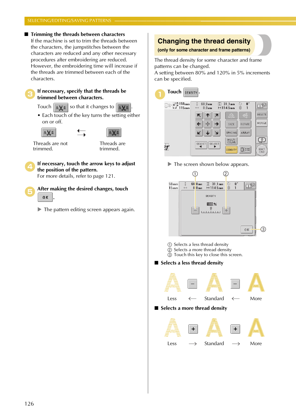 Changing the thread density | Baby Lock EmbroideryPro_BMP8_InstructionRef (BMP8) Instruction and Reference Guide User Manual | Page 143 / 238