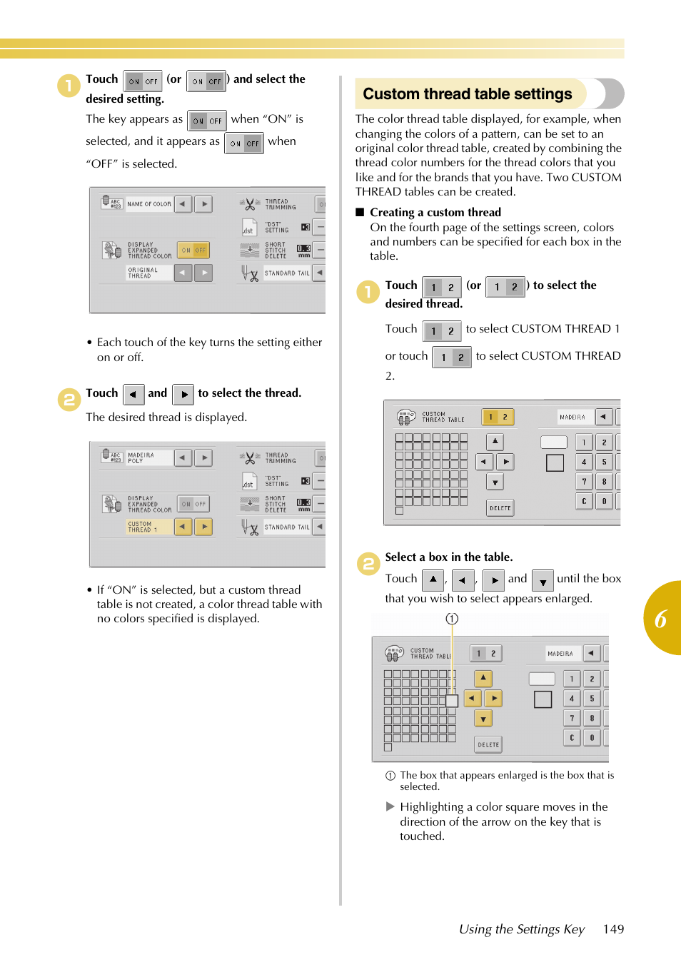 Custom thread table settings | Baby Lock EmbroideryPro_BMP8_InstructionRef (BMP8) Instruction and Reference Guide User Manual | Page 166 / 238