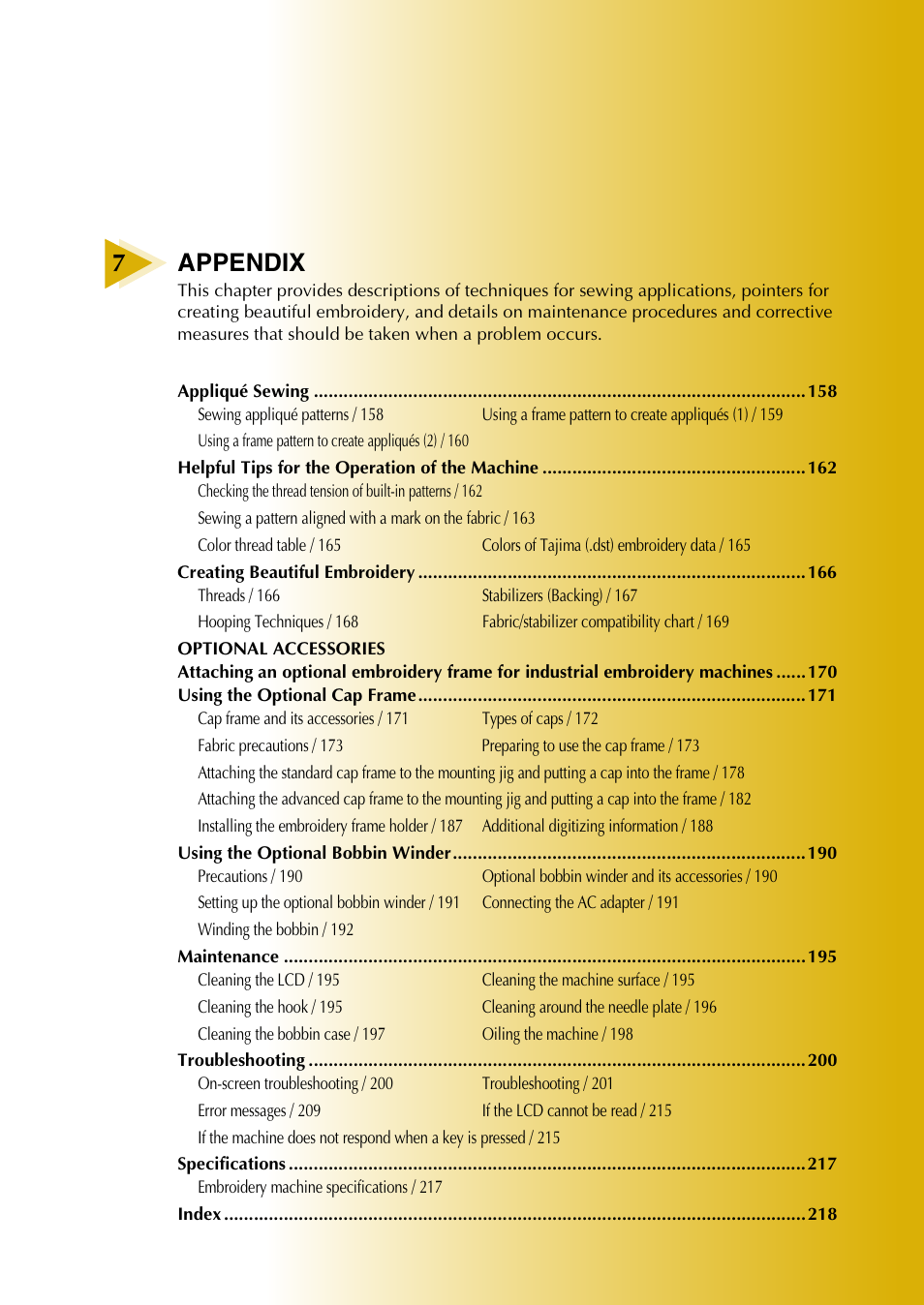 7appendix | Baby Lock EmbroideryPro_BMP8_InstructionRef (BMP8) Instruction and Reference Guide User Manual | Page 174 / 238