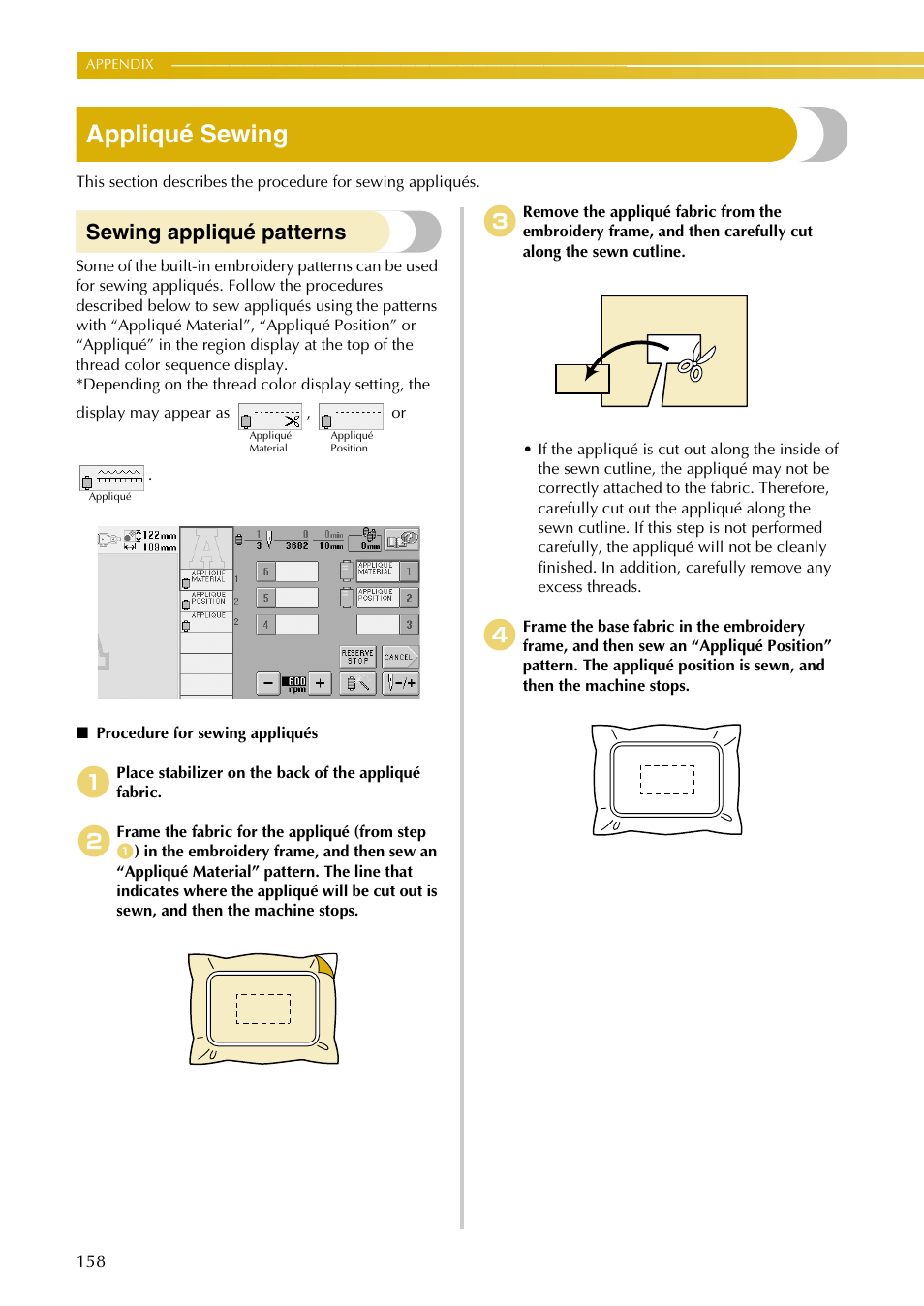 Appliqué sewing, Sewing appliqué patterns | Baby Lock EmbroideryPro_BMP8_InstructionRef (BMP8) Instruction and Reference Guide User Manual | Page 175 / 238