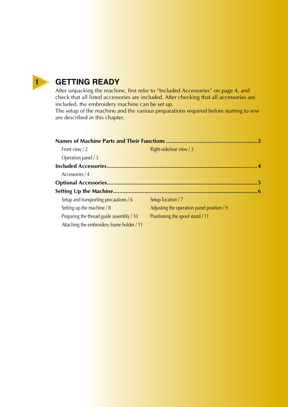 1getting ready | Baby Lock EmbroideryPro_BMP8_InstructionRef (BMP8) Instruction and Reference Guide User Manual | Page 18 / 238