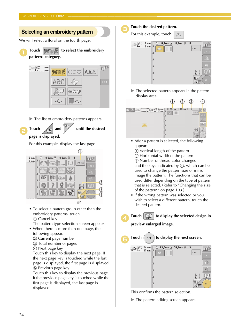 Selecting an embroidery pattern | Baby Lock EmbroideryPro_BMP8_InstructionRef (BMP8) Instruction and Reference Guide User Manual | Page 41 / 238